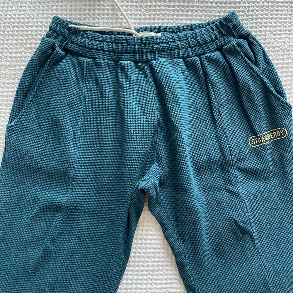 Teal Strawberry Waffle Sweatpants